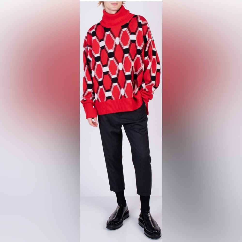 NWT RANDOM IDENTITIES Wool Jacquard Oversize Sweater Size S